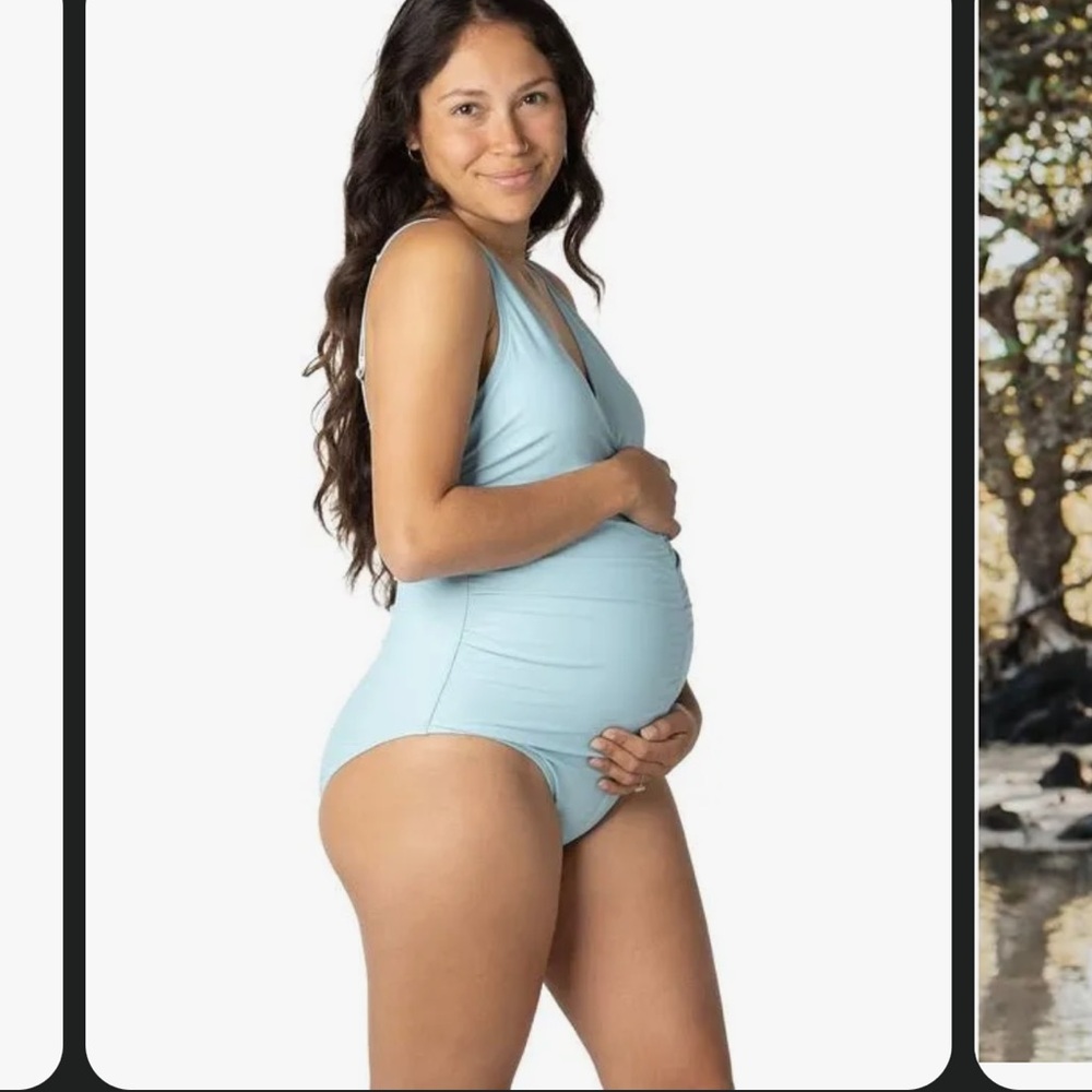 Kindred Bravely Gathered Maternity One Piece - Soft Blue